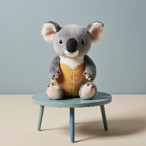 Stuffed koala toy with yellow belly.
