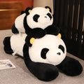 Two plush panda bears stacked on top of each other.