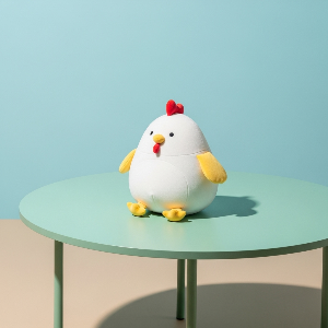 White plush chicken.